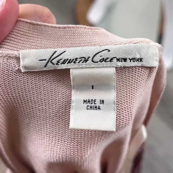 Kenneth Cole Women Size M Purple Pink Silk Knit Cardigan Sweater Button Office - Picture 14 of 15